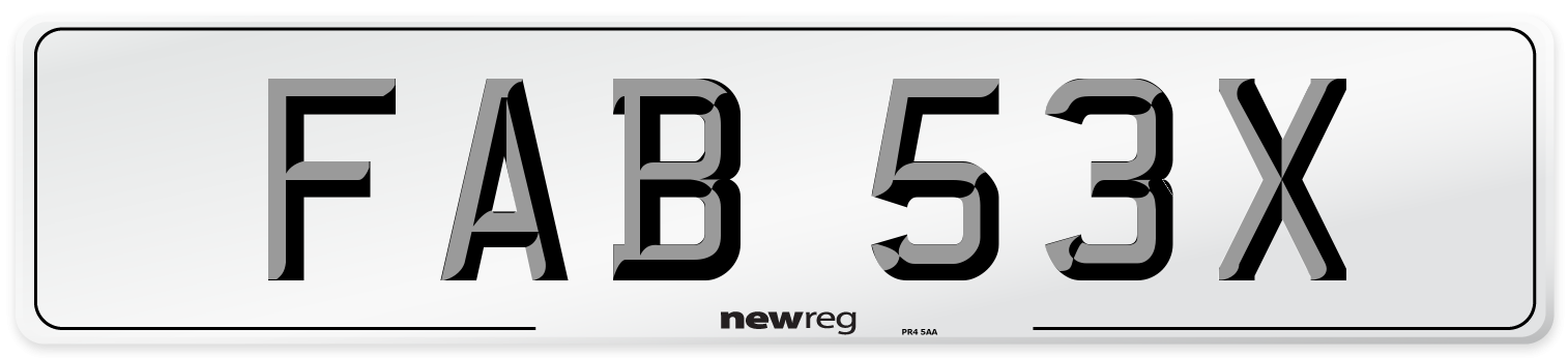 FAB 53X Number Plate from New Reg